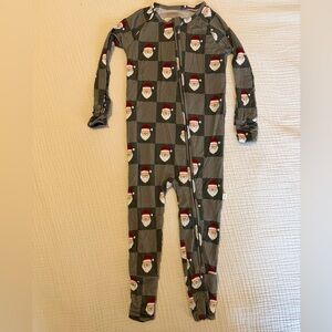 Forever French Santa Print Green Romper